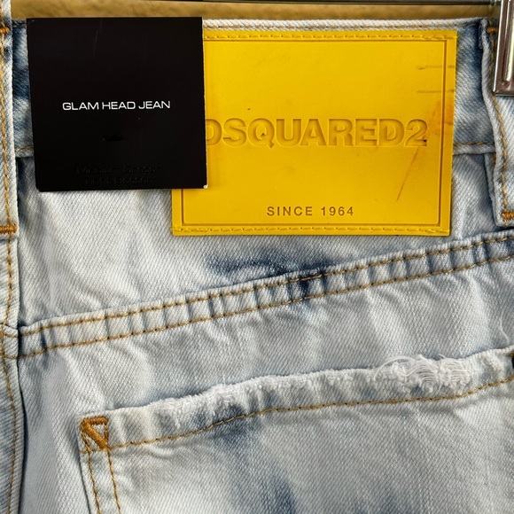 Dsquared2 “Glam Head” Blue Tie Dye Cropped Distressed Jeans Size 42 Or US 6 NWT - Picture 15 of 16